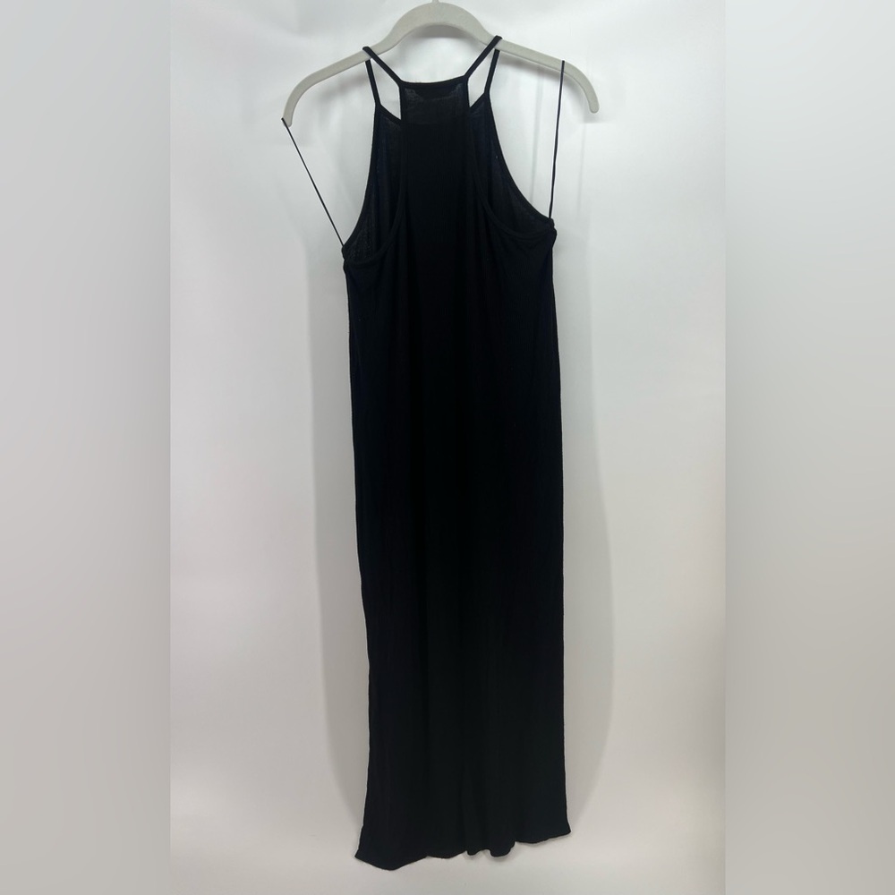 Molly Green Black Halter Strappy Midi Tank Dress with Side Slits Ribbed Medium - Picture 5 of 9